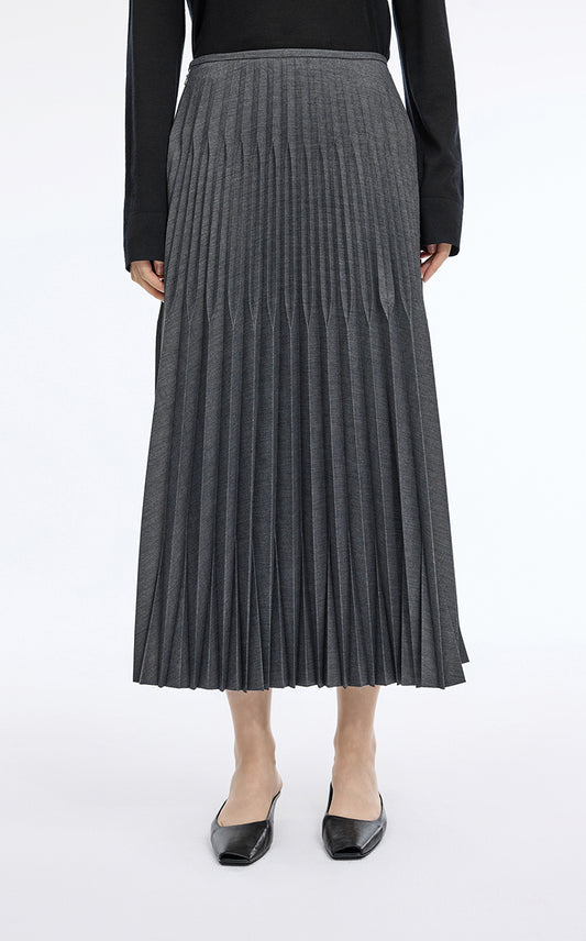 Skirt / JNBY Geometric Pleated A-Line Long Skirt