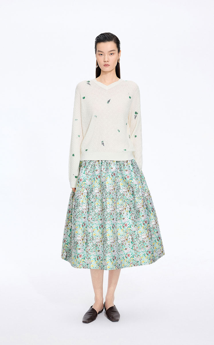 Skirt / JNBY Jacquard Balloon Midi Skirt