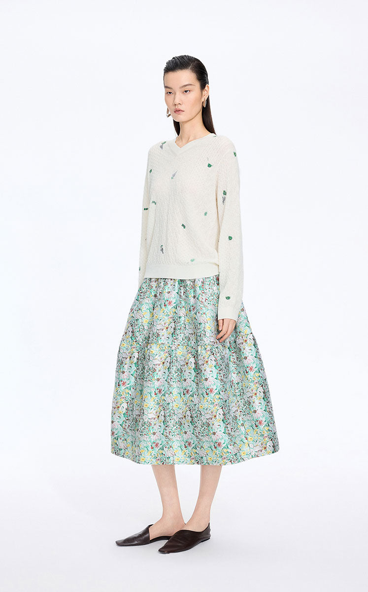Skirt / JNBY Jacquard Balloon Midi Skirt