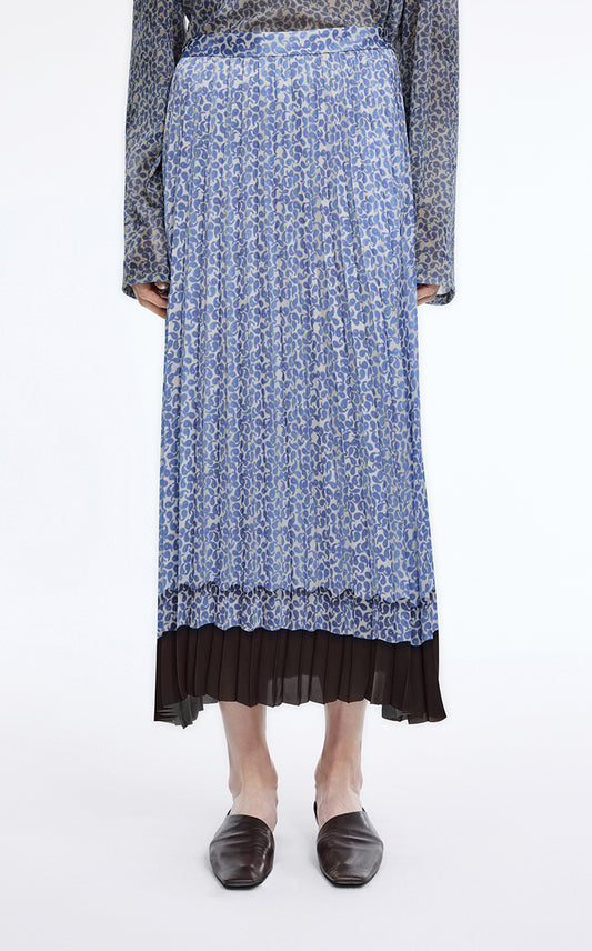 Skirt / JNBY Pleated A-Line Long Skirt with Wave Hem