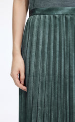 Skirt / JNBY Pleated A-Line Long Skirt with Wave Hem