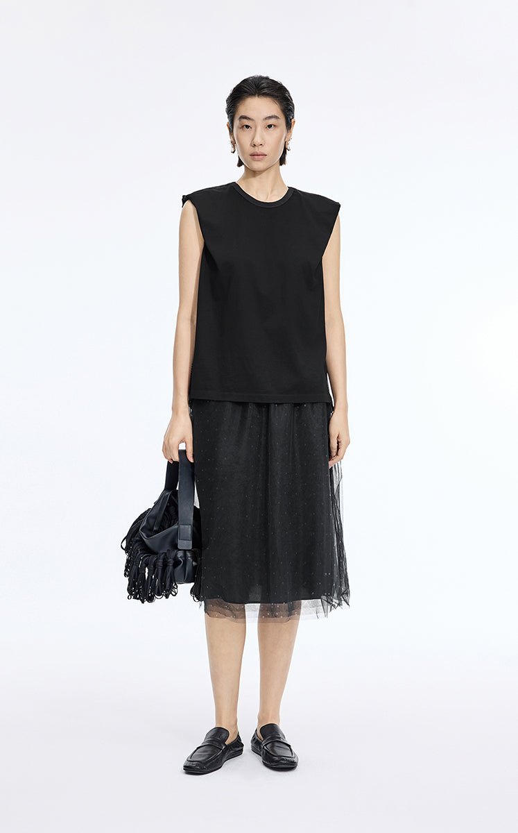 Skirt / JNBY Polka Dot Mesh A-Line Midi Skirt