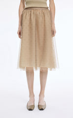 Skirt / JNBY Polka Dot Mesh A-Line Midi Skirt