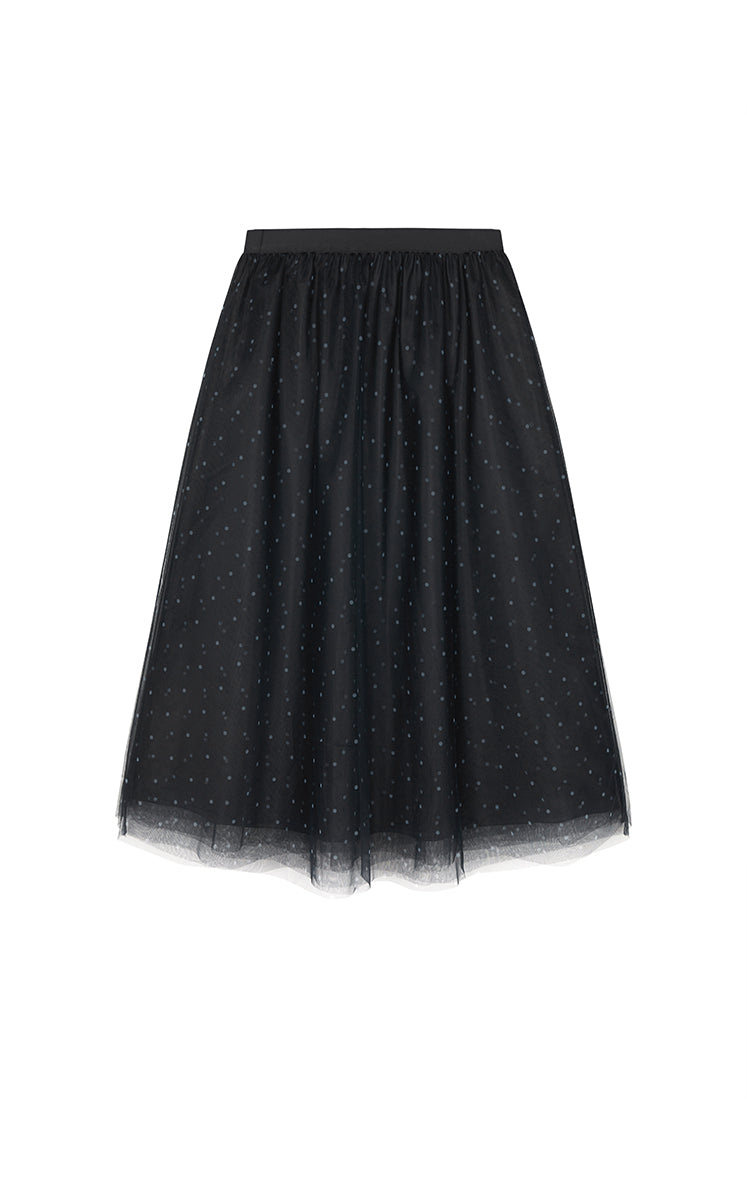 Skirt / JNBY Polka Dot Mesh A-Line Midi Skirt