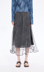 Skirt / JNBY Printed A-Line Ruffled Hem Skirt