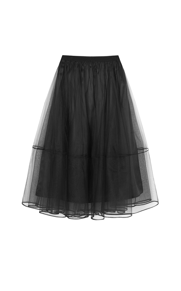 Skirt / JNBY Sheer A-Line Midi Tulle Skirt