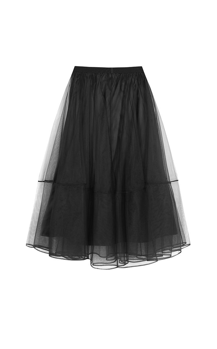 Skirt / JNBY Sheer A-Line Midi Tulle Skirt