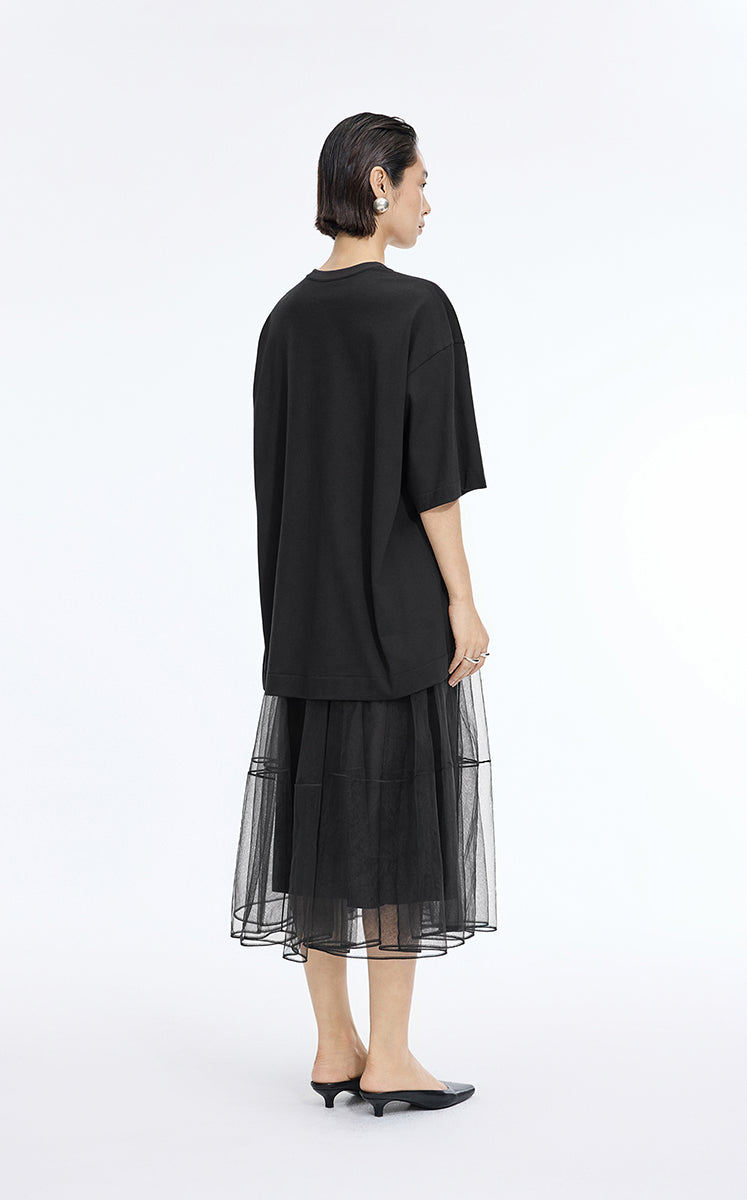 Skirt / JNBY Sheer A-Line Midi Tulle Skirt