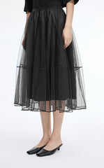 Skirt / JNBY Sheer A-Line Midi Tulle Skirt