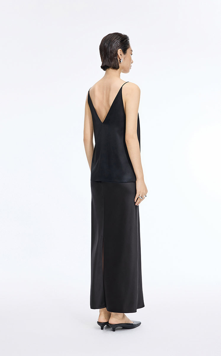 Skirt / JNBY Silk Satin Straight Maxi Skirt