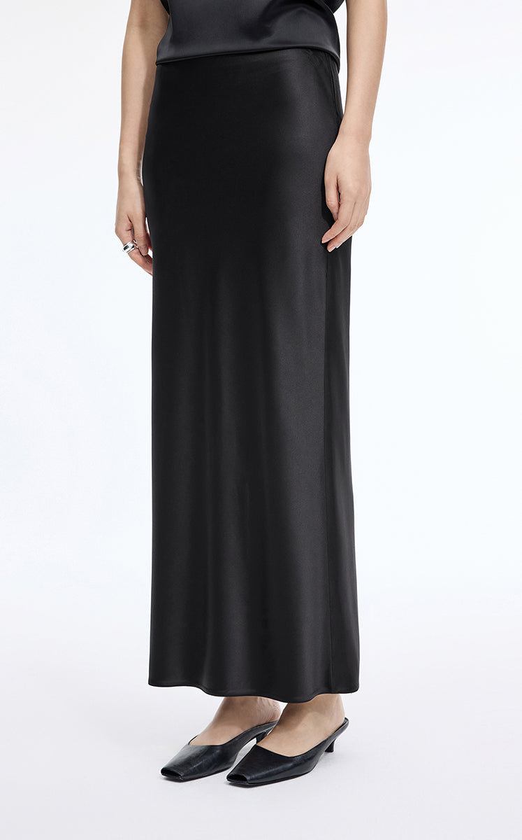 Skirt / JNBY Silk Satin Straight Maxi Skirt