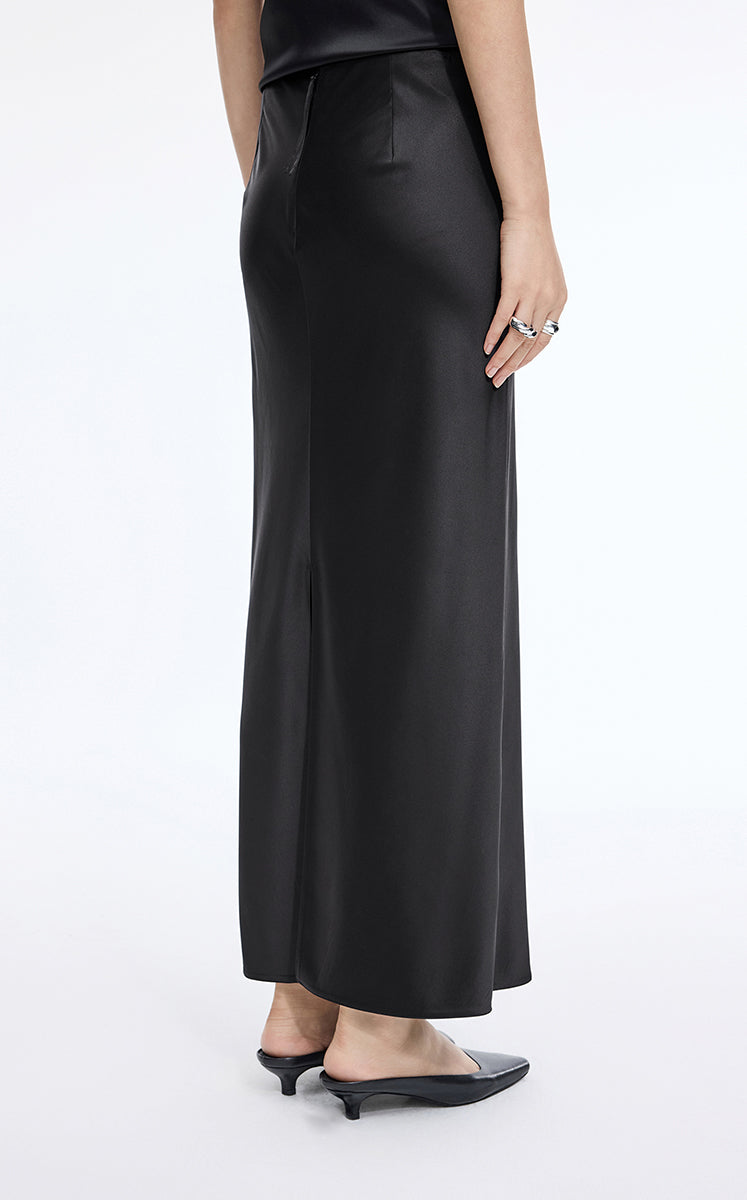 Skirt / JNBY Silk Satin Straight Maxi Skirt