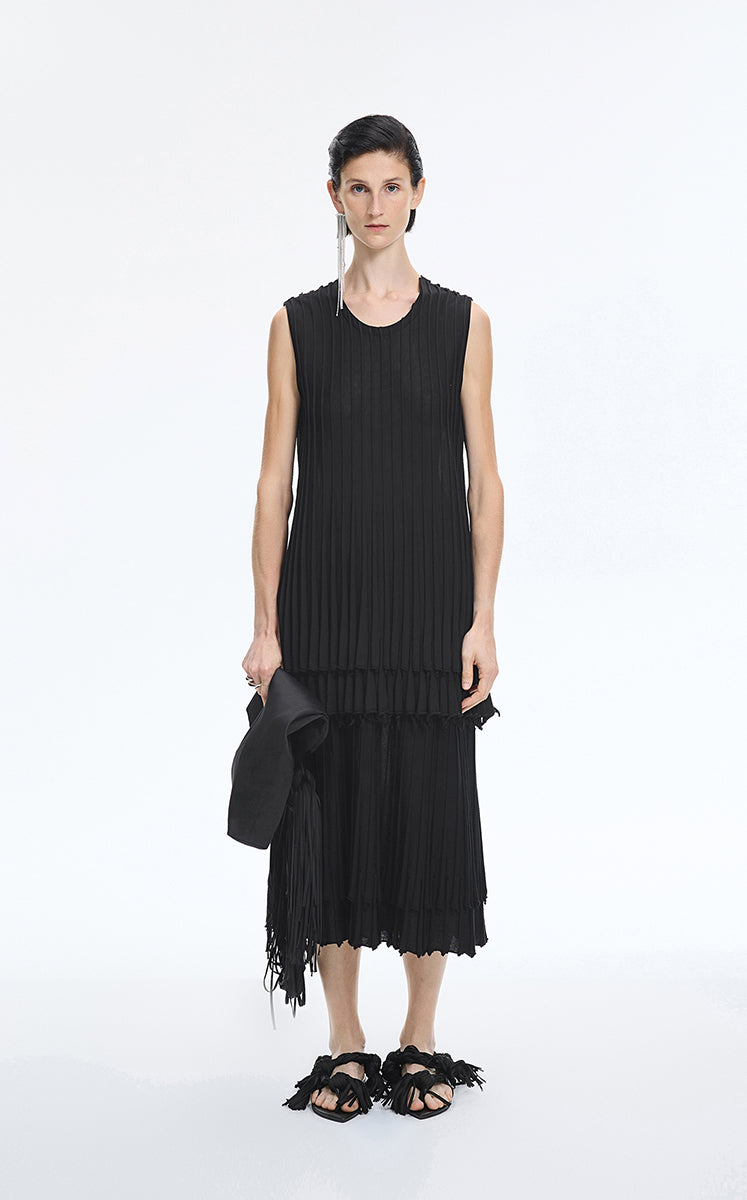 Skirt / JNBY Textured Pleated Cotton Midi Skirt
