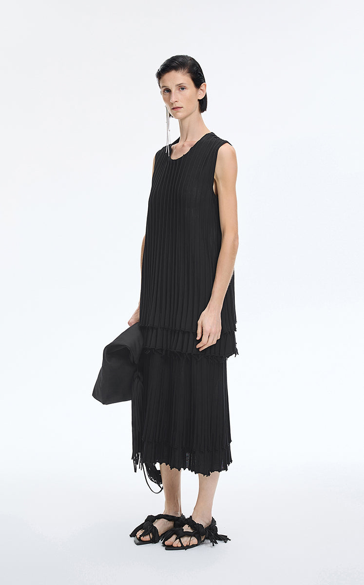 Skirt / JNBY Textured Pleated Cotton Midi Skirt