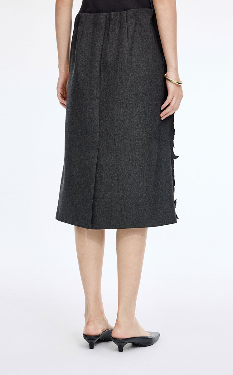 Skirt / JNBY Wool 3D Cutwork Embroidery Mid-Length Skirt