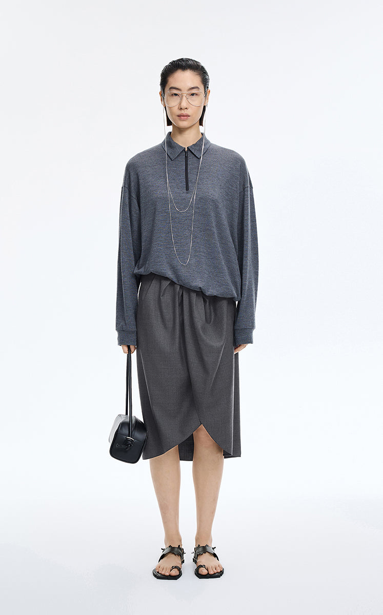 Skirt / JNBY Wool Jacquard Midi Skirt