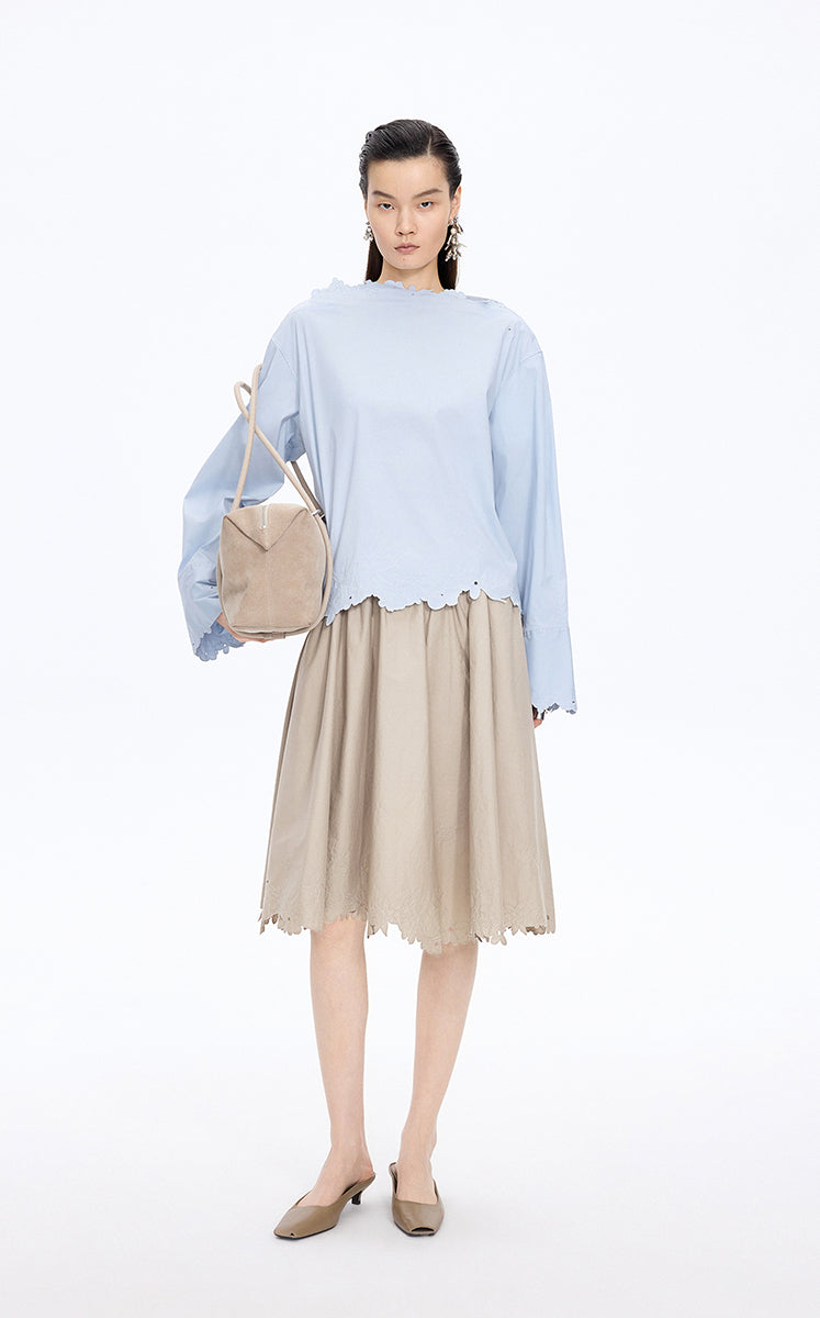 Skirt / JNBY Drawstring Cotton Midi Skirt