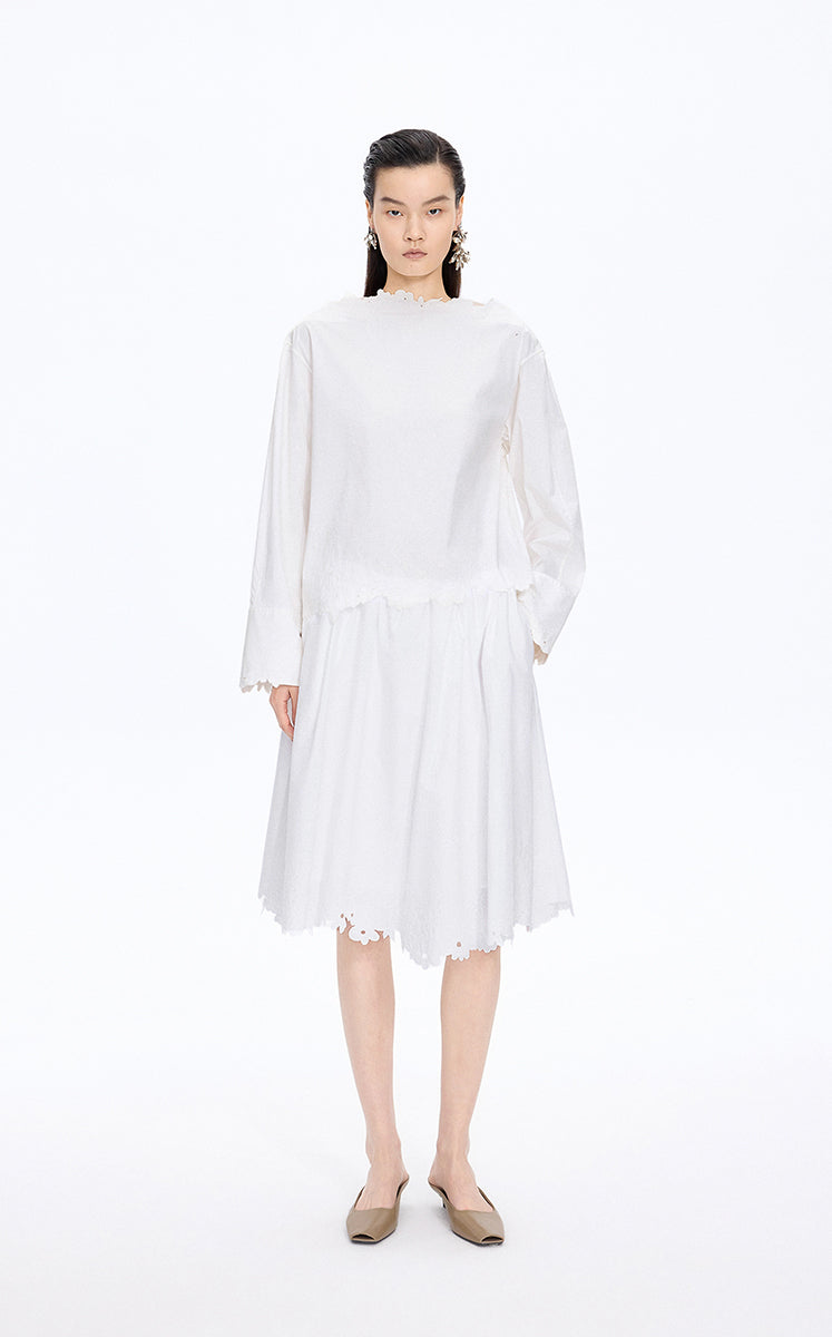 Skirt / JNBY Drawstring Cotton Midi Skirt