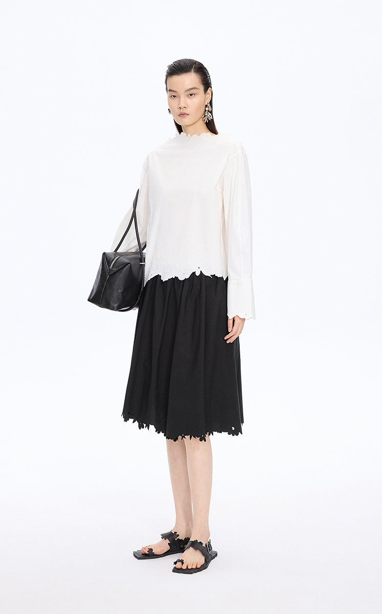 Skirt / JNBY Drawstring Cotton Midi Skirt