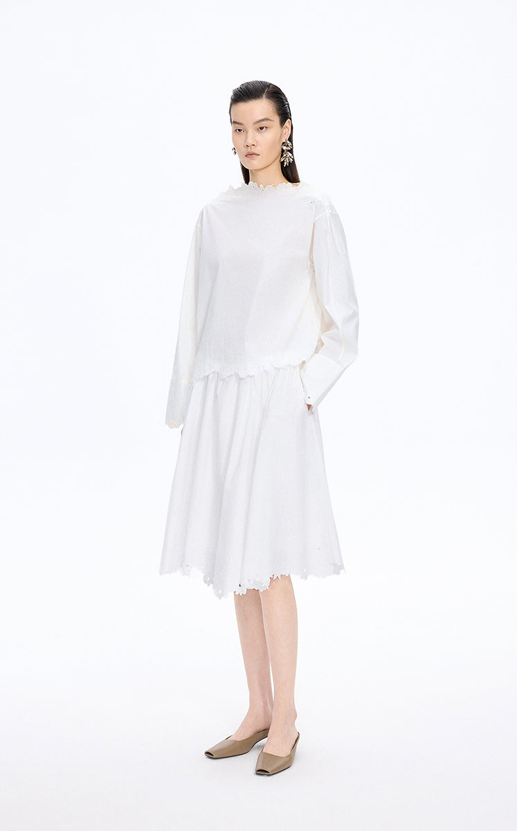 Skirt / JNBY Drawstring Cotton Midi Skirt