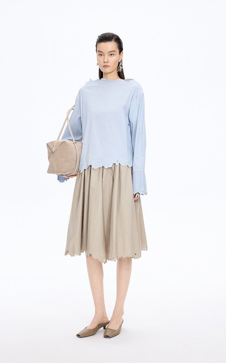 Skirt / JNBY Drawstring Cotton Midi Skirt
