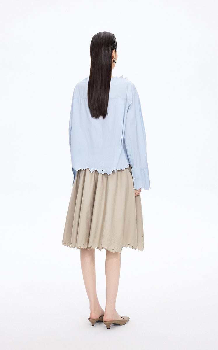 Skirt / JNBY Drawstring Cotton Midi Skirt