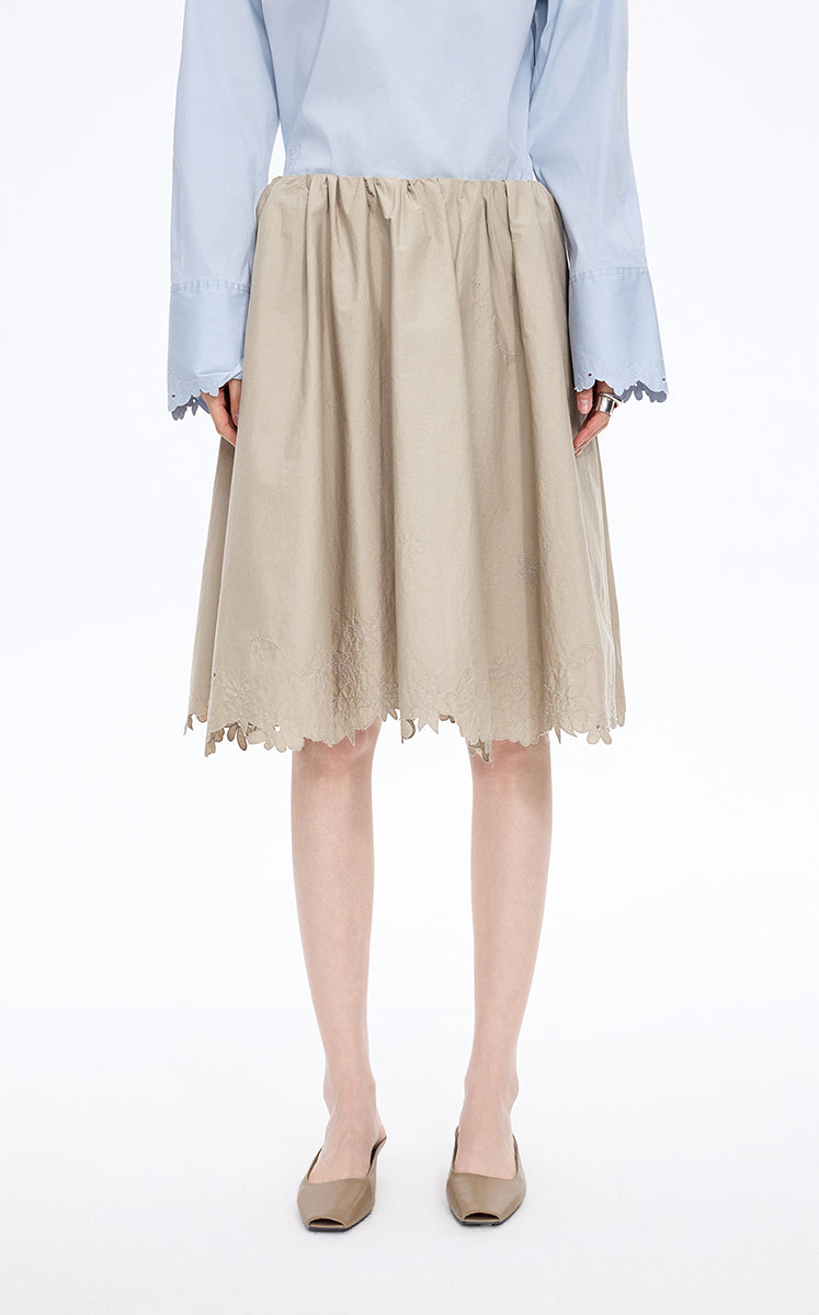 Skirt / JNBY Drawstring Cotton Midi Skirt