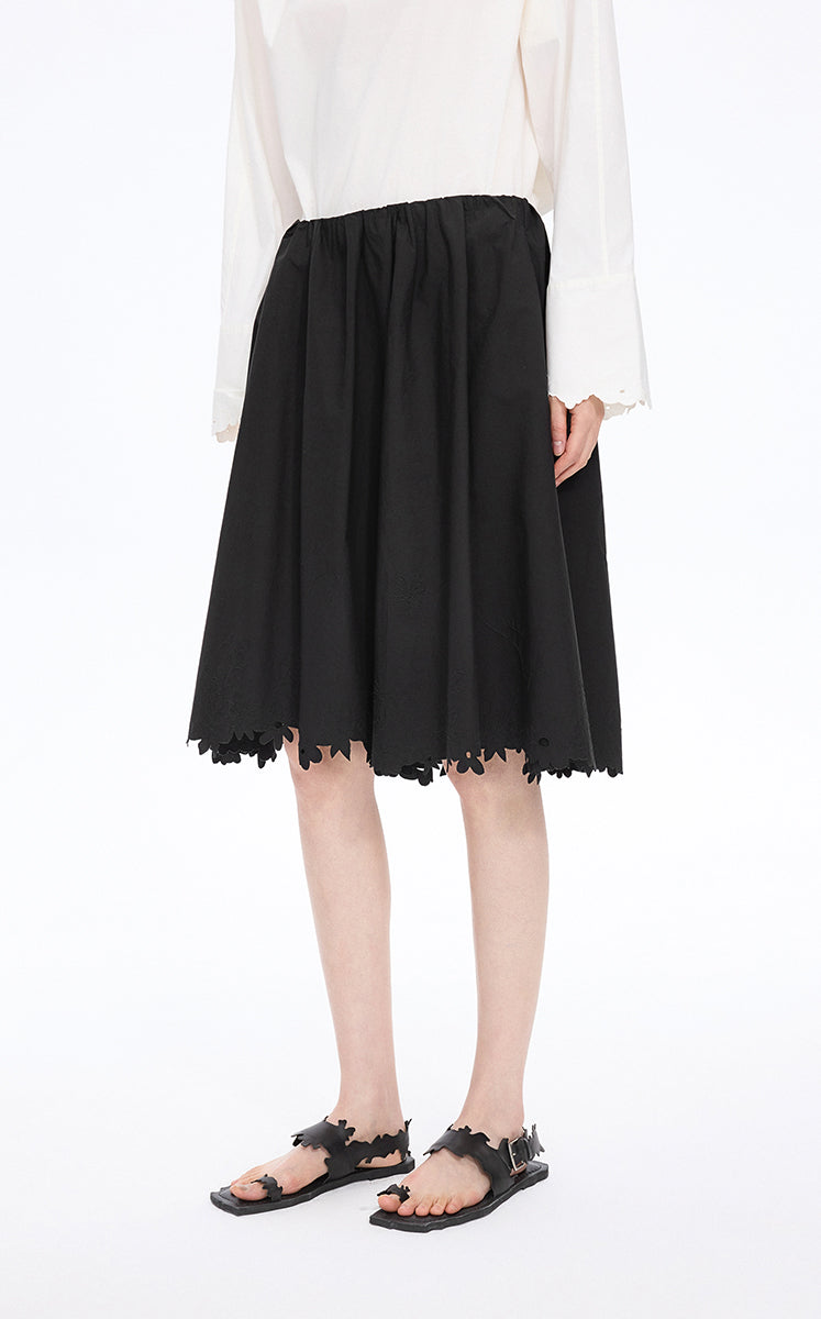Skirt / JNBY Drawstring Cotton Midi Skirt