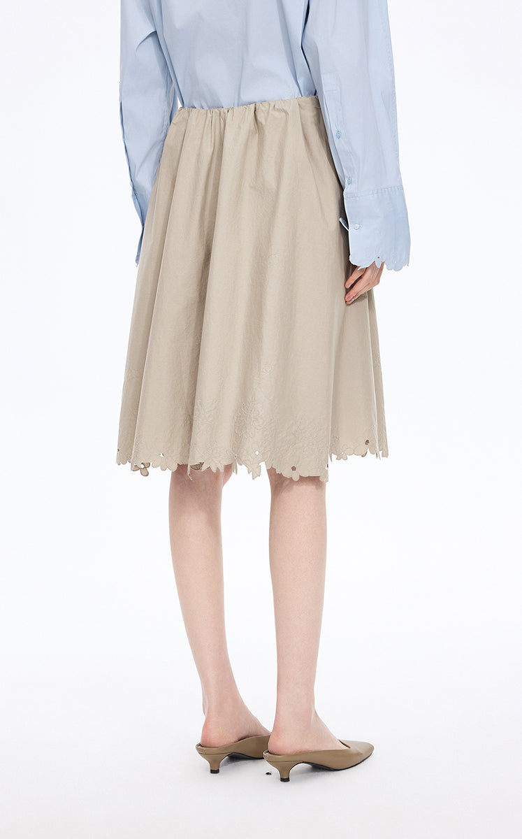 Skirt / JNBY Drawstring Cotton Midi Skirt