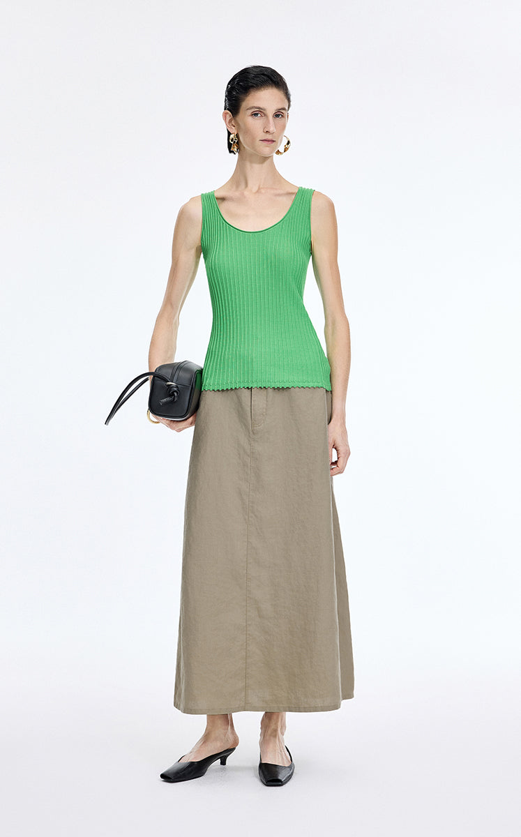 Skirt / JNBY Ramie A-Line Maxi Skirt