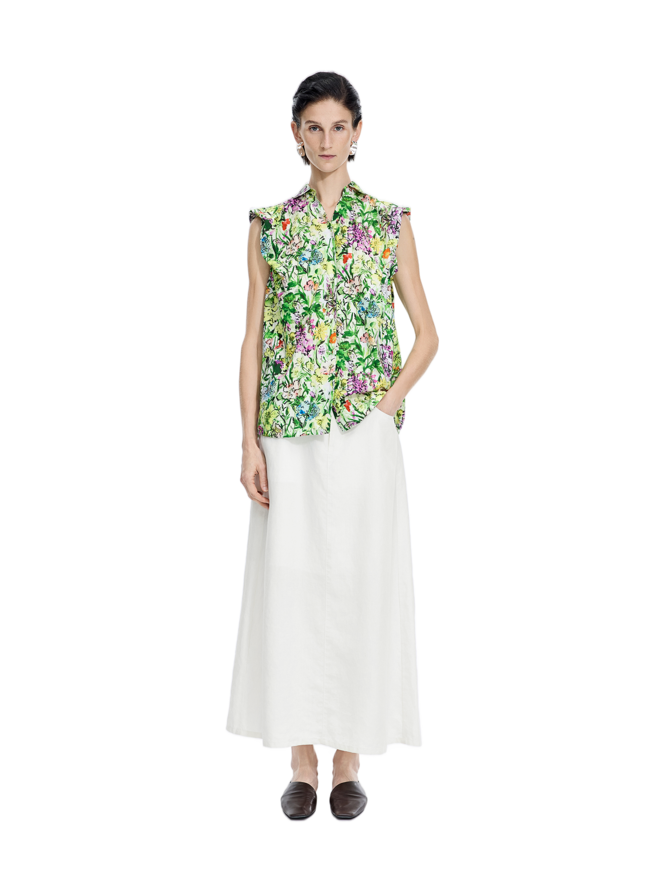 Skirt / JNBY Ramie A-Line Maxi Skirt