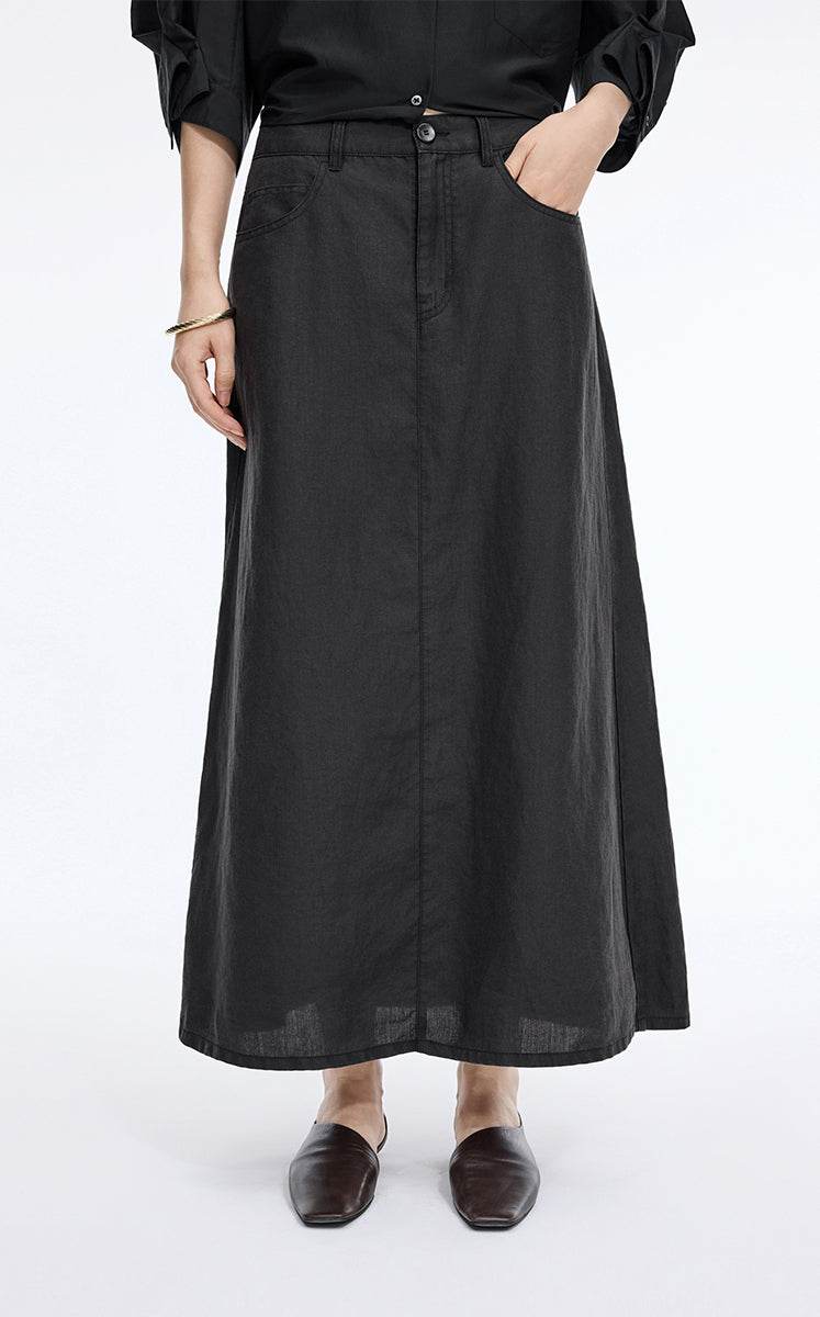 Skirt / JNBY Ramie A-Line Maxi Skirt