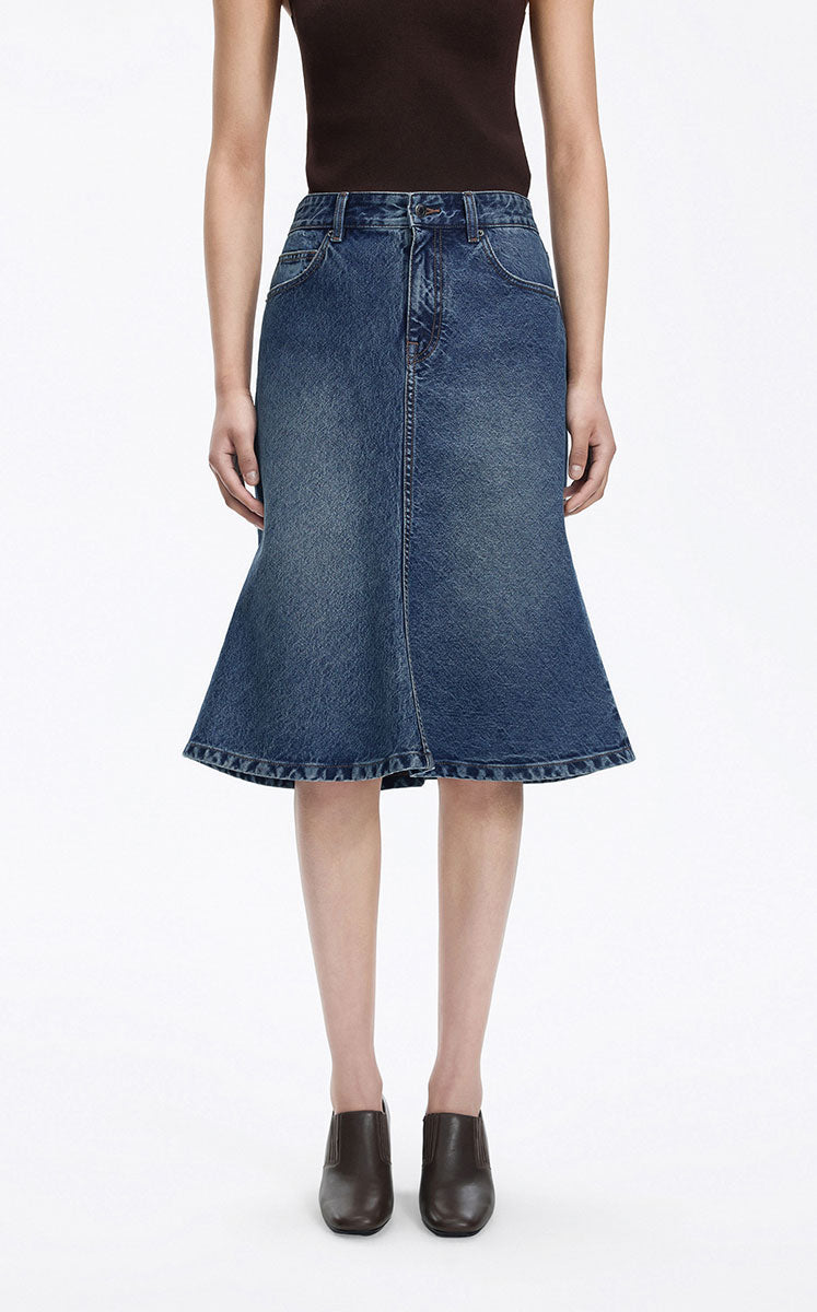 Skirt / JNBY Mid-Length Denim Flare Skirt