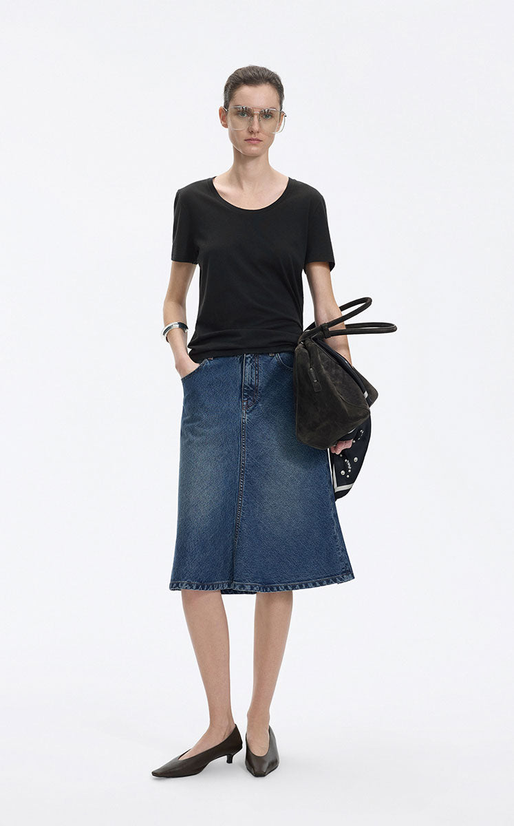 Skirt / JNBY Mid-Length Denim Flare Skirt