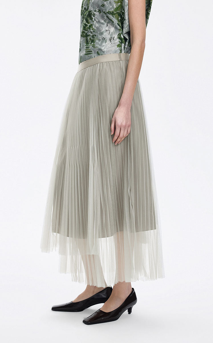 Skirt / JNBY Pleated Mesh A-Line Maxi Skirt