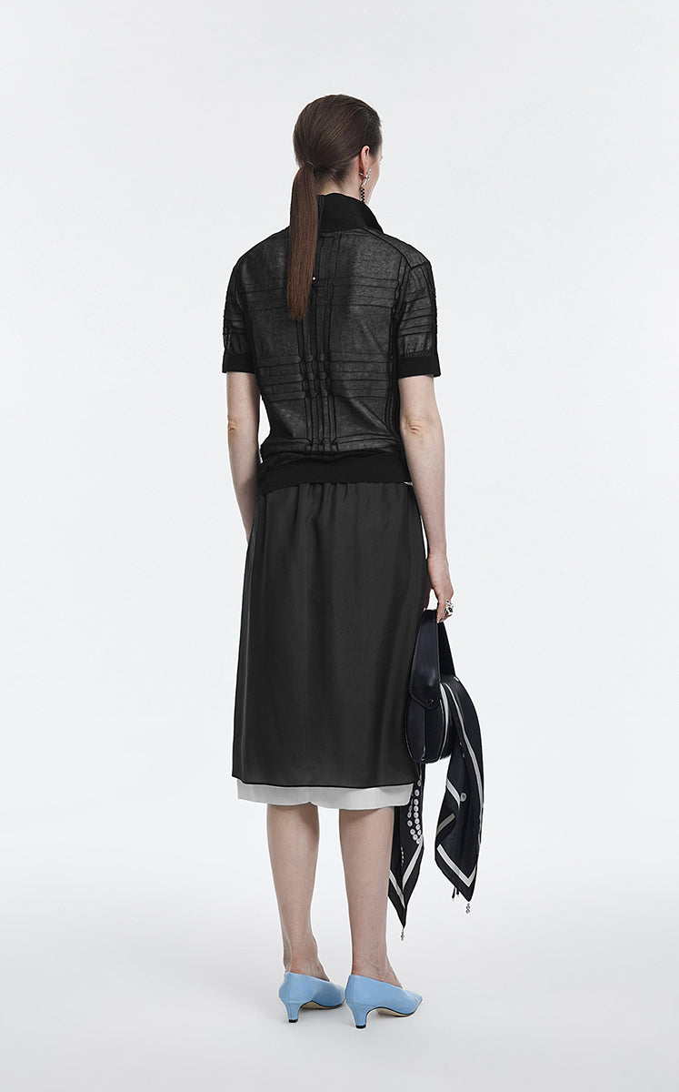 Skirt / JNBY Silk Crepe De Chine Layered  Midi Skirt