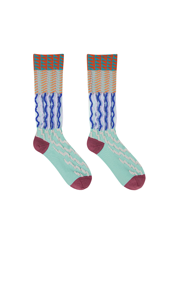 Socks / JNBY Striped Cotton Blend High-Crew Socks
