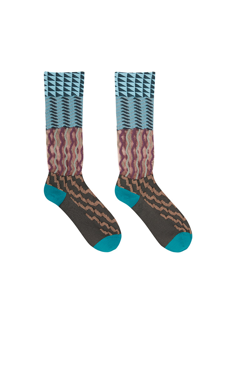 Socks / JNBY Striped Cotton Blend High-Crew Socks