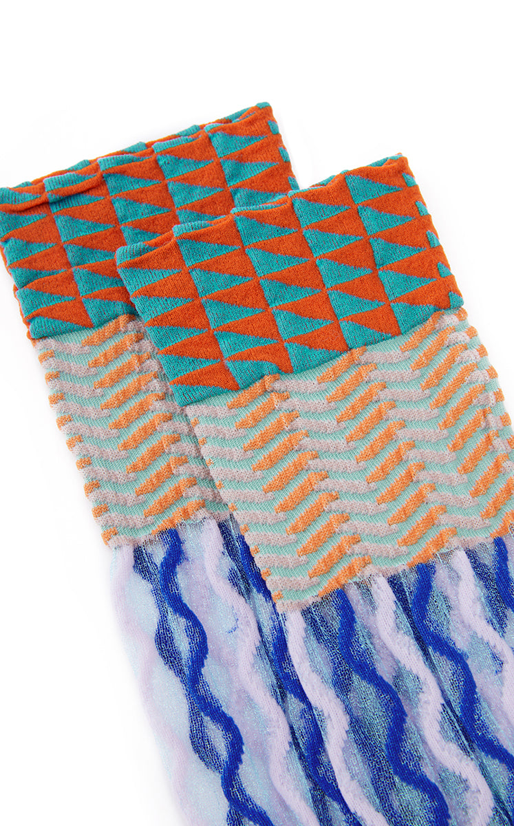 Socks / JNBY Striped Cotton Blend High-Crew Socks