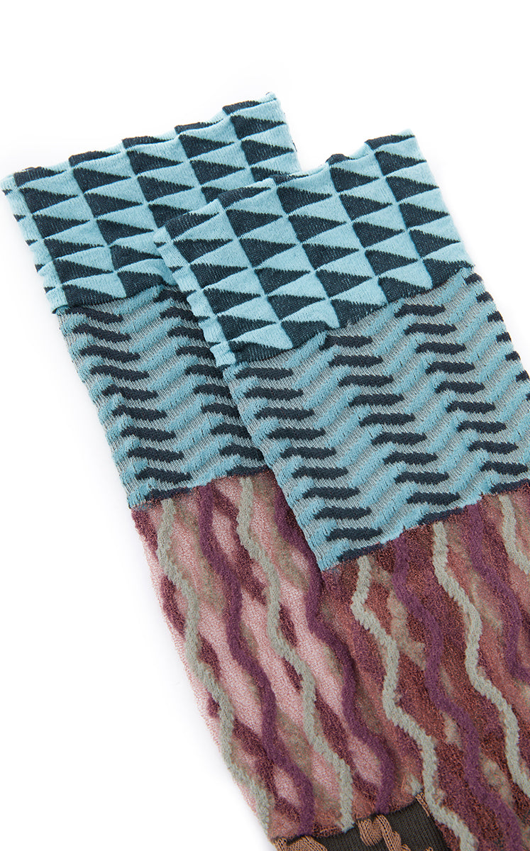 Socks / JNBY Striped Cotton Blend High-Crew Socks