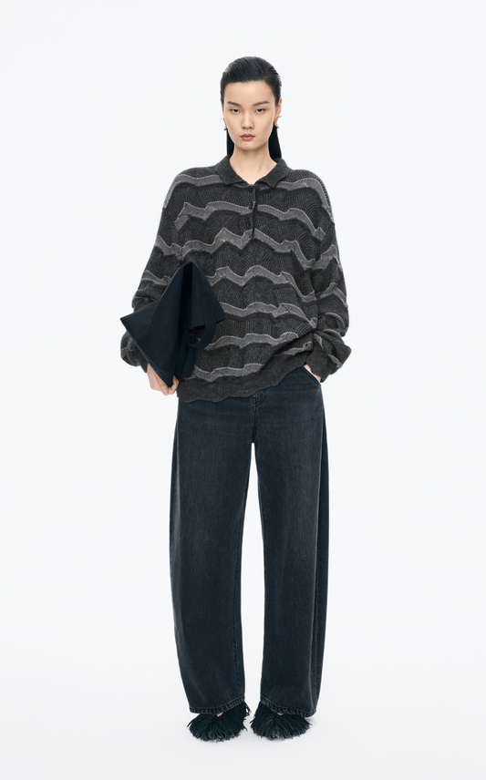 Sweater / JNBY Colorblock Wool-Blend Polo Sweater