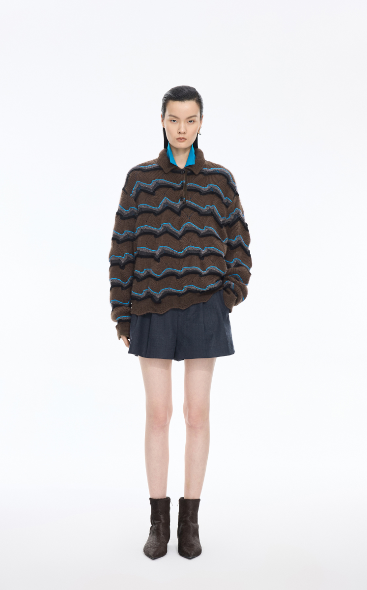 Sweater / JNBY Colorblock Wool-Blend Polo Sweater