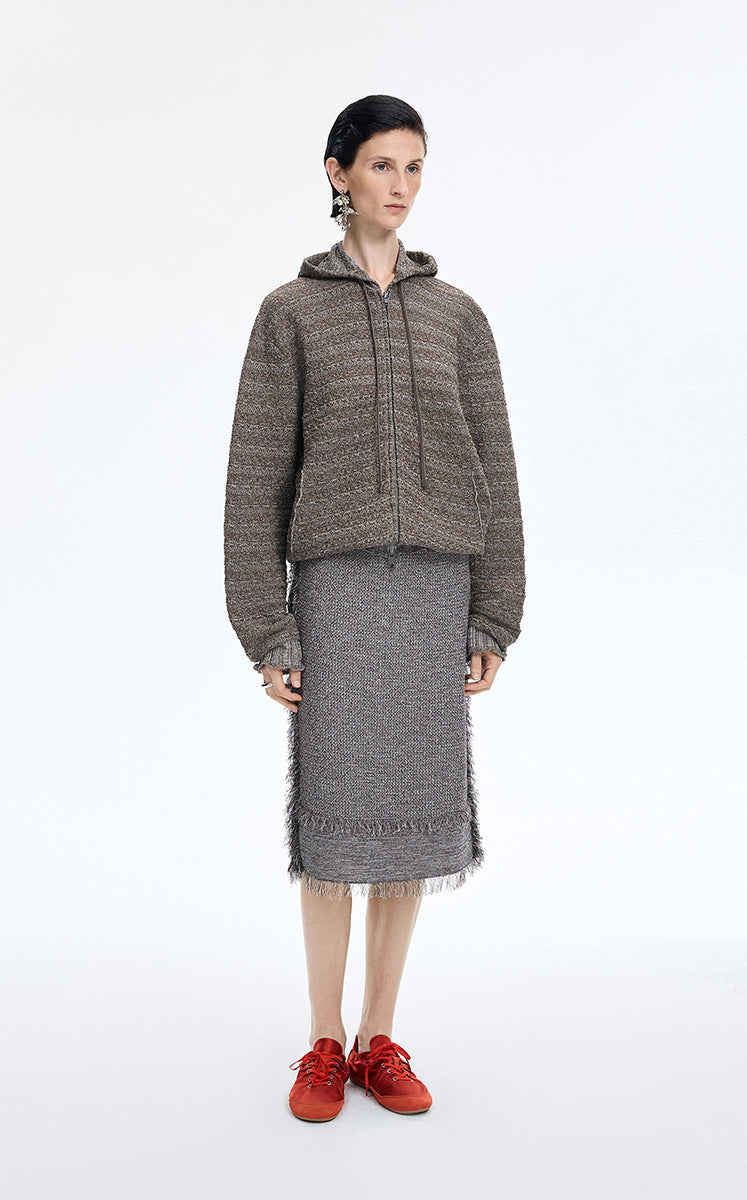 Sweater / JNBY Cotton Blend Hooded Cardigan Sweater