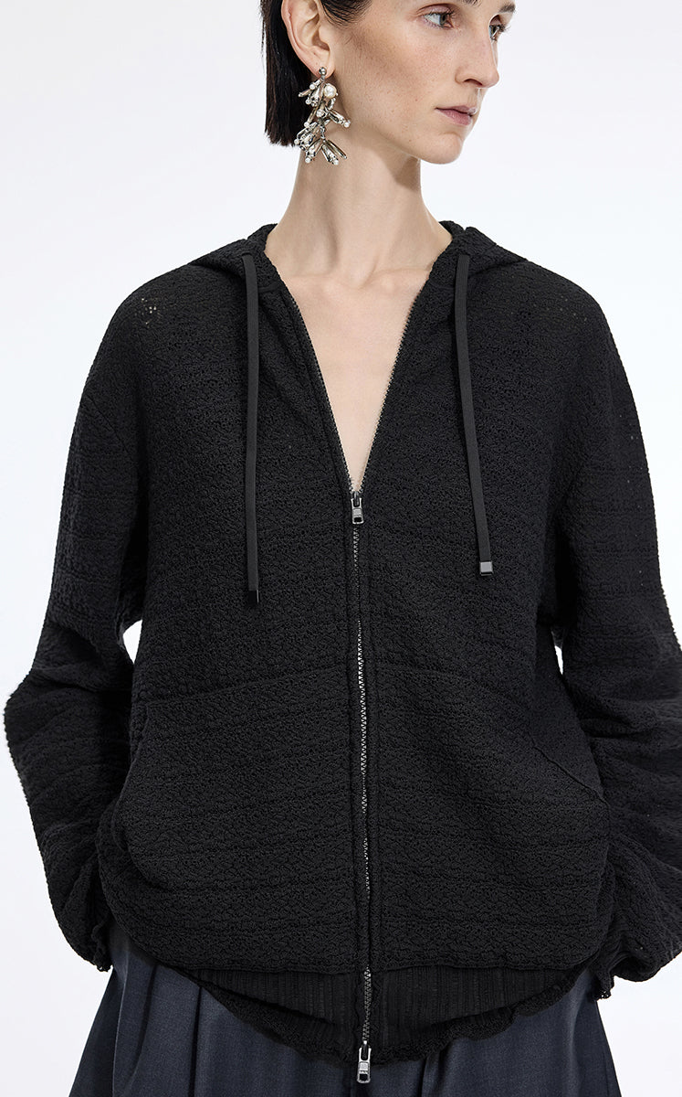 Sweater / JNBY Cotton Blend Hooded Cardigan Sweater