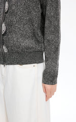 سويتير / JNBY قماش جاكوارد كارديغان مفتوح لونجلاين