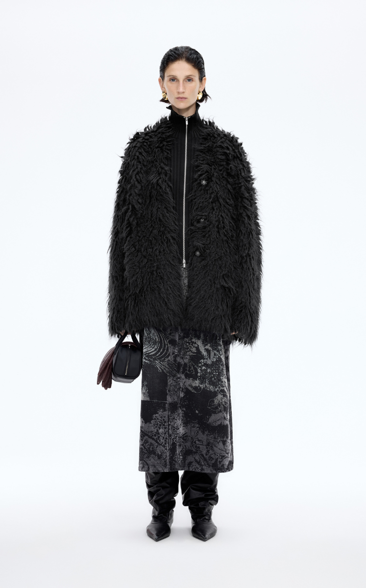 Sweater / JNBY Faux-fur texture Alpaca-Blend Long Cardigan