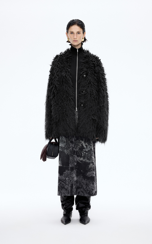 Sweater / JNBY Faux-fur texture Alpaca-Blend Long Cardigan