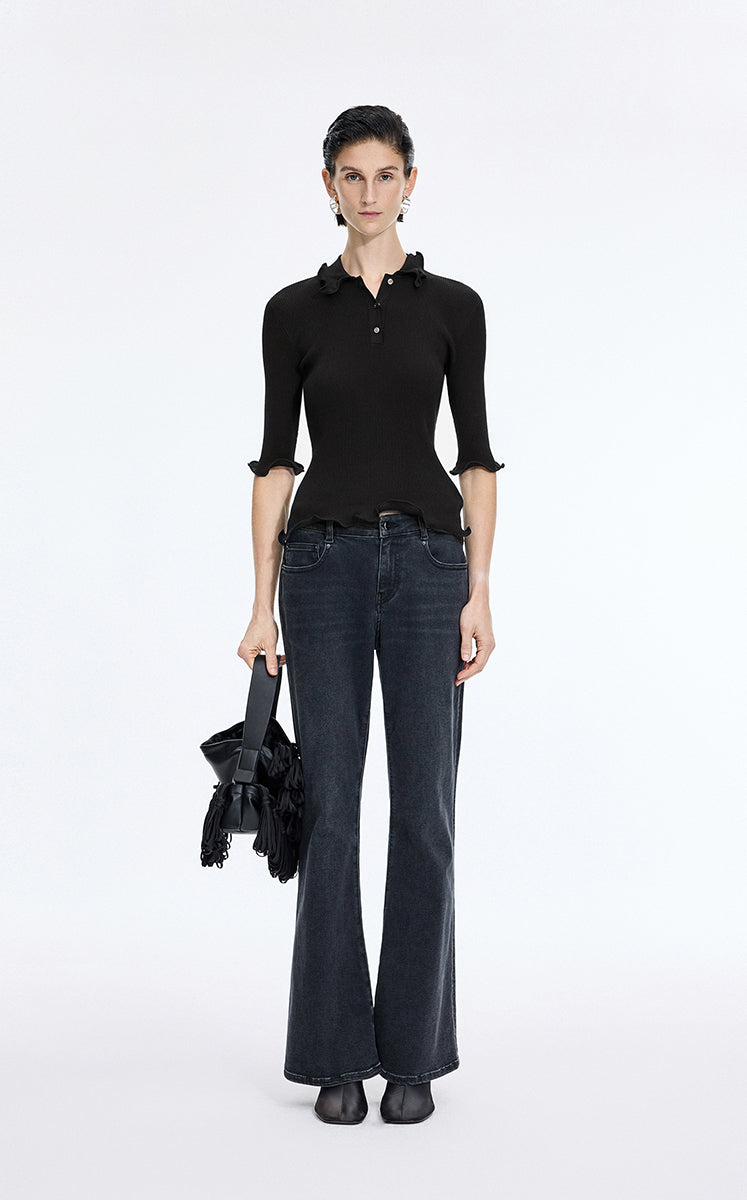 Sweater / JNBY Fitted Twist Cotton Blend Pullover