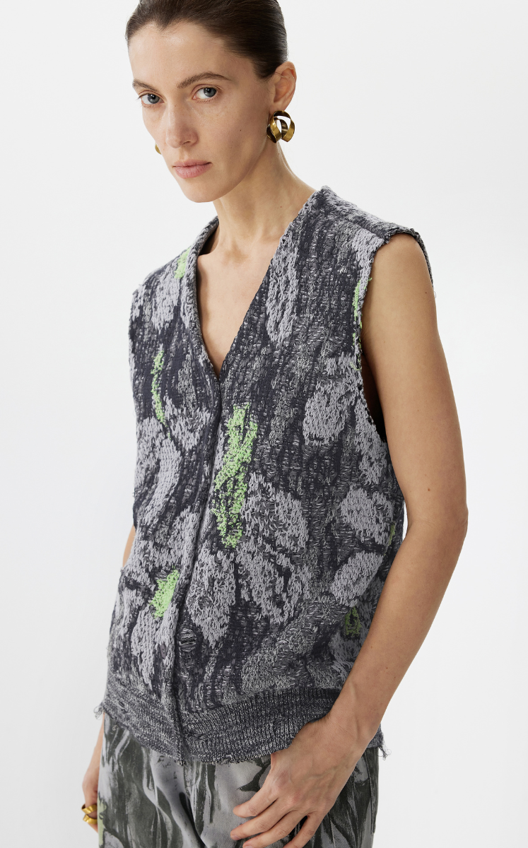 Sweater / JNBY Floral Loose-Fit Knit Vest