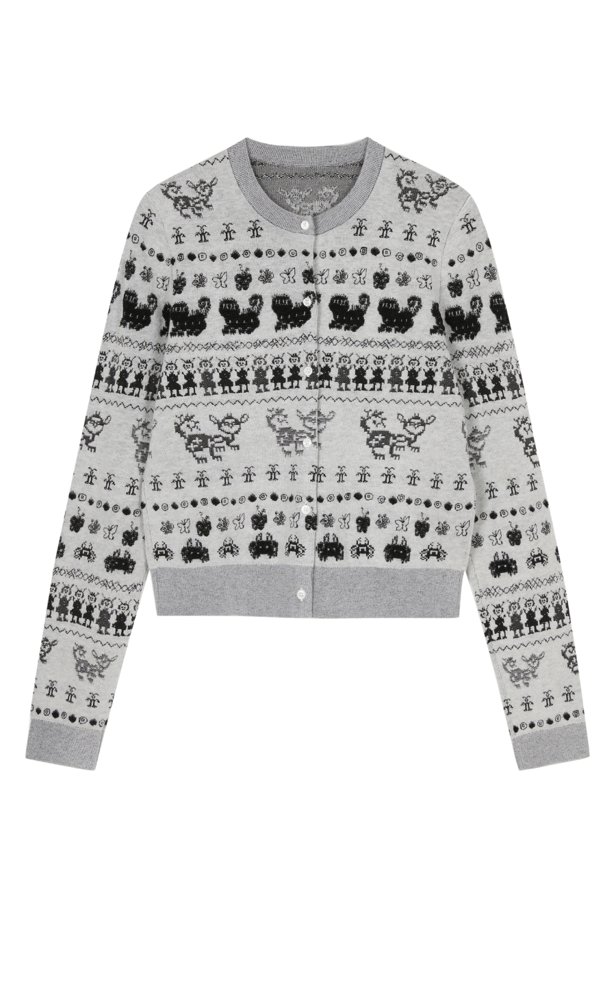 Sweater / JNBY Intarsia-Knitted Crew-Neck Cardigan